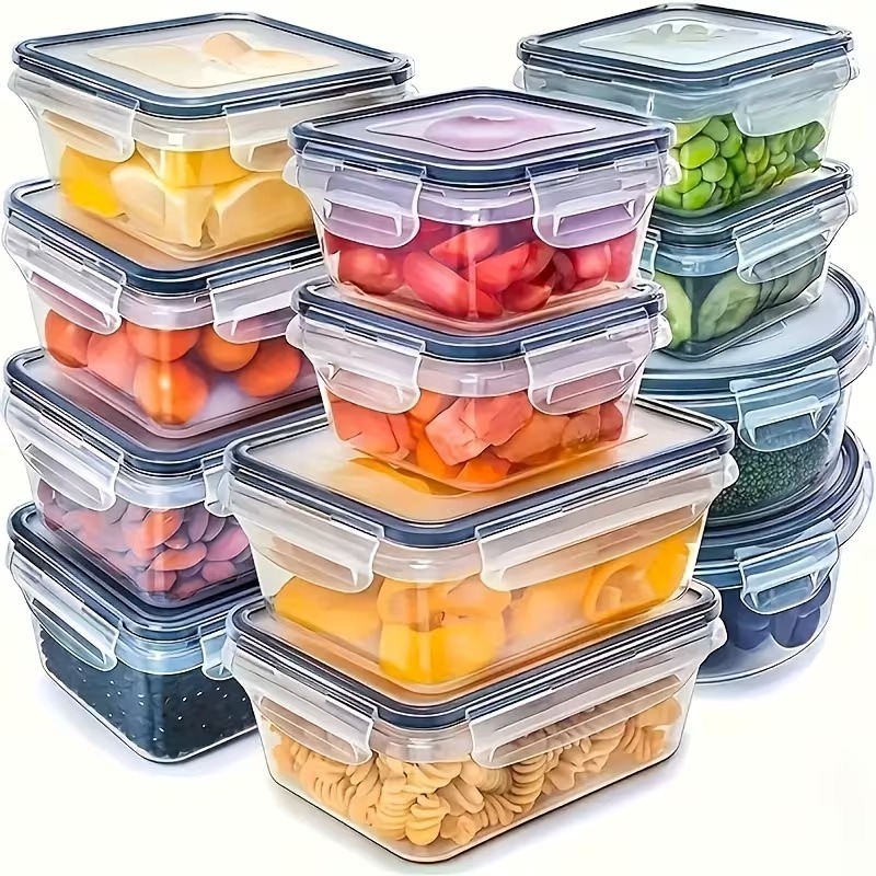 Meal Prep Microwave - 4-Piece Clear Food Storage Containers with
