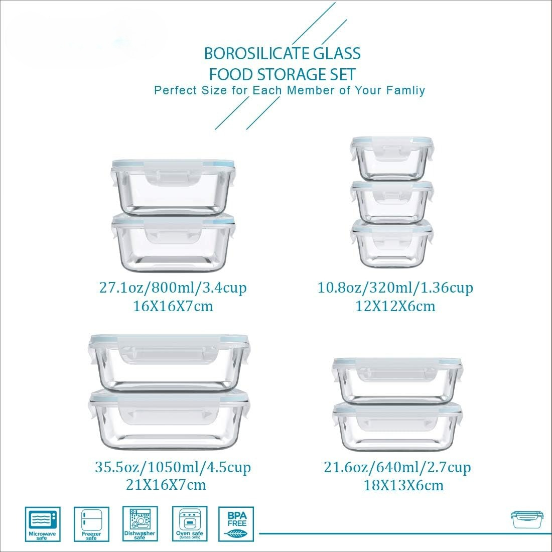 18 Piece Glass Food Storage Co - Meal Prep Microwave recension och pris