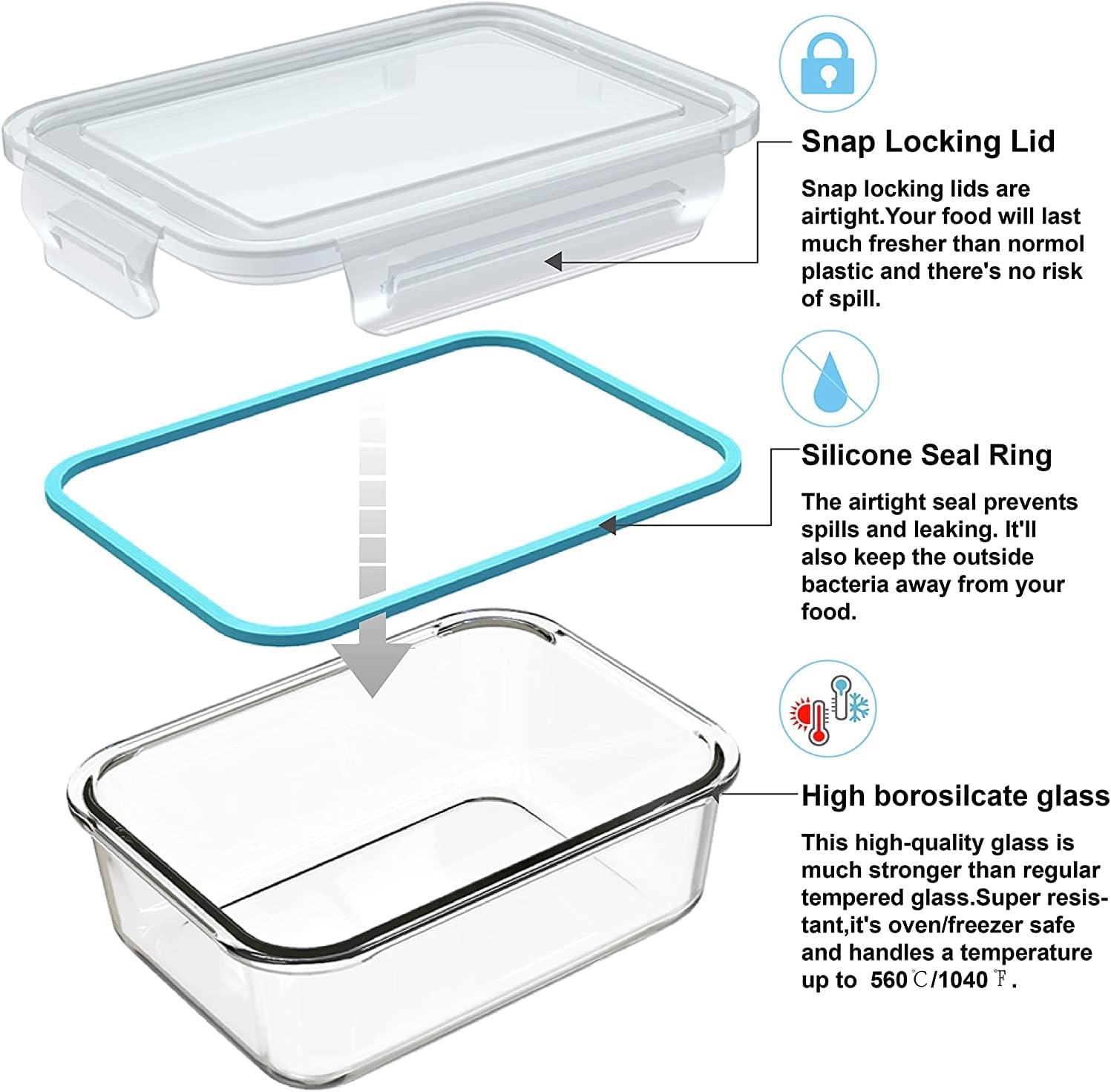 18 Piece Glass Food Storage Co - Meal Prep Microwave recension och pris