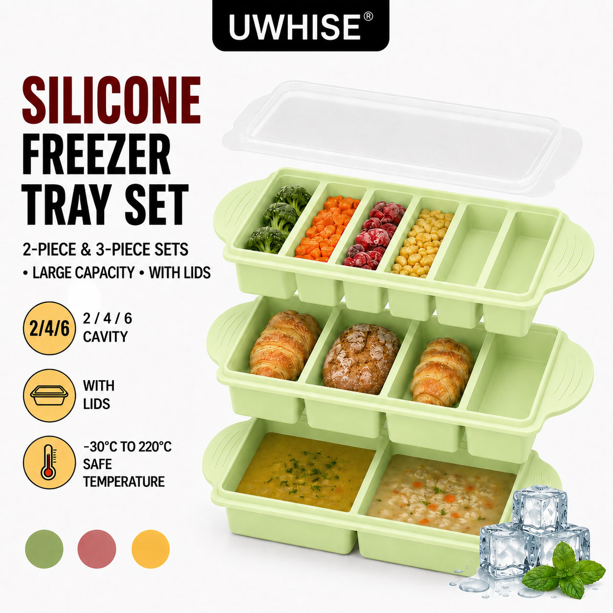 Uwhise 2/3 PACK Silicone Freez - Meal Prep Oatmeal recension och pris