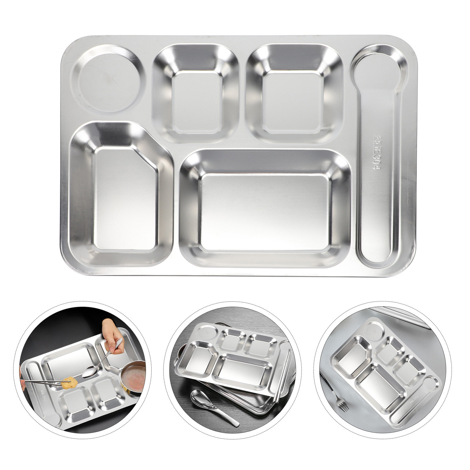 1pc 6-Grid Lunch Tray Silver M - Meal Prep Usa recension och pris