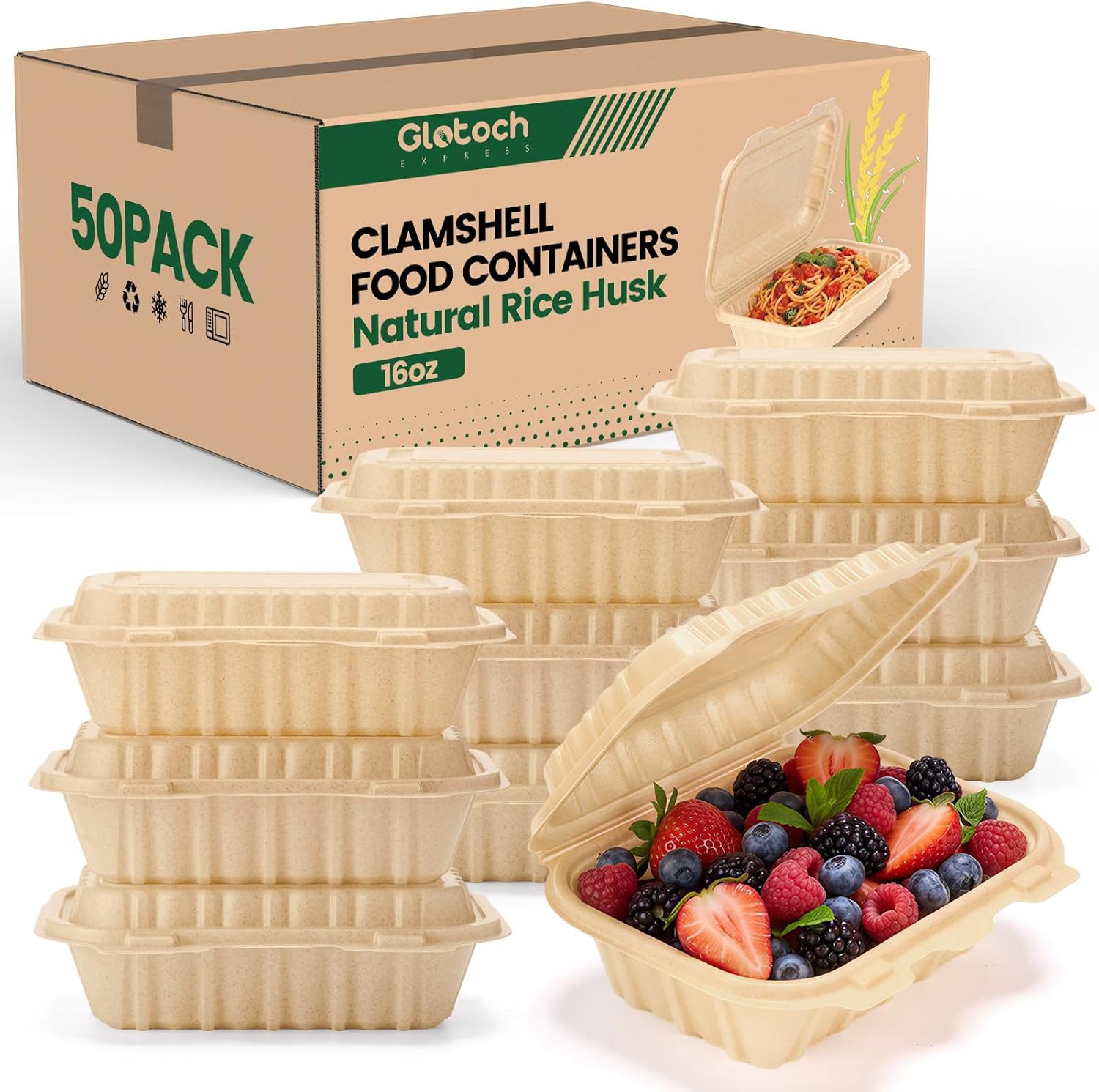 50 Pack 16oz Clamshell Take Ou - Meal Prep Microwave recension och pris