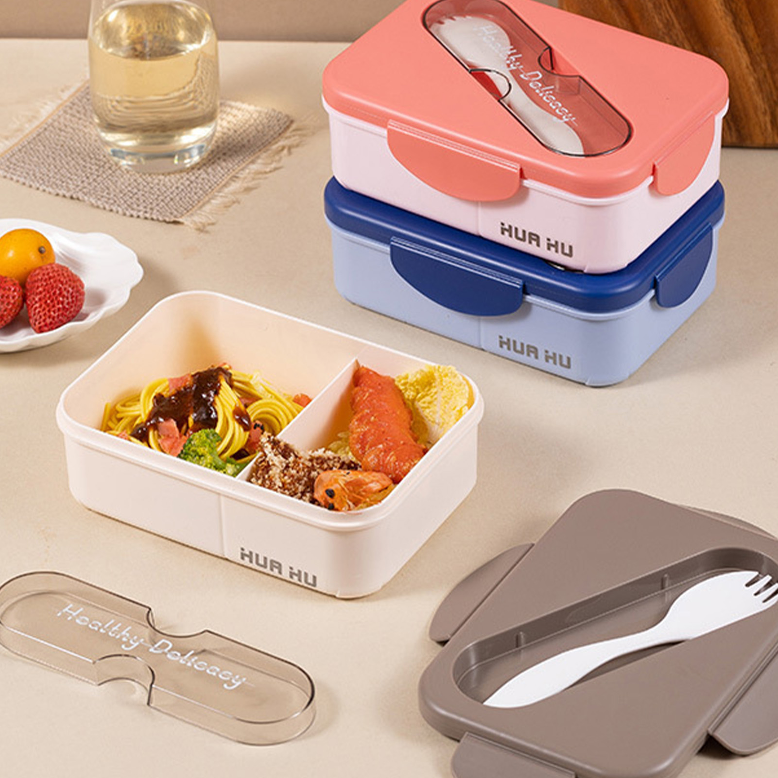 Student Lunch Box With Fork Pl - Meal Prep Microwave recension och pris